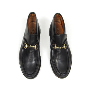 Gucci Black Leather Horsebit Boots Size 8