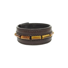 Load image into Gallery viewer, Yves Saint Laurent Rive Gauche Brown Leather Cuff Bracelet
