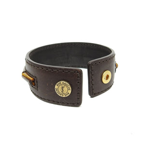 Yves Saint Laurent Rive Gauche Brown Leather Cuff Bracelet
