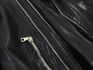 Balmain Black Heavy Lambskin Leather Moto Jacket - M