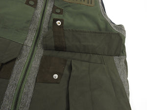 White Mountaineering Olive and Brown Down Technical Vest - S