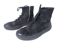 Load image into Gallery viewer, The Last Conspiracy Black Waxed Suede Side Zip Lace Up High Top Sneaker - 11
