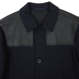 Lanvin Navy/Black Wool/Leather Jacket Size 48