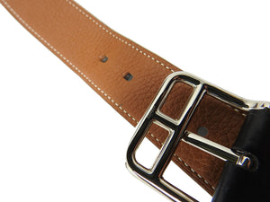 Hermes Black Leather Cape Cod 32mm Belt Size 90