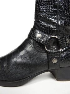 Saint Laurent Paris Croc Wyatt Harness Boots Size 42