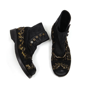 Dolce & Gabbana FW'12/13 Runway Velvet/Leather Baroque Boot Size UK6 (US7)