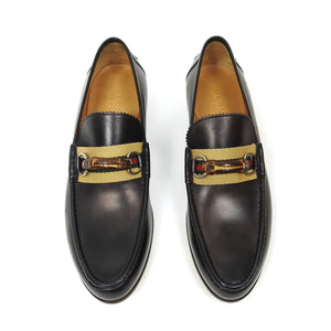 Gucci Brown Leather Bamboo Loafers Size 11