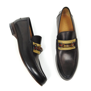 Gucci Brown Leather Bamboo Loafers Size 11