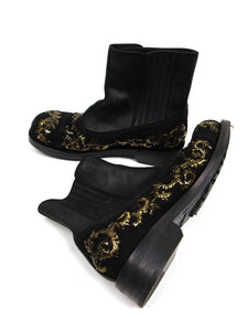 Dolce & Gabbana FW'12/13 Runway Velvet/Leather Baroque Boot Size UK6 (US7)