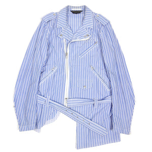 Comme Des Garçons AD2015 Blue & White Stripe Biker Jacket Size Large