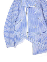 Load image into Gallery viewer, Comme Des Garçons AD2015 Blue &amp; White Stripe Biker Jacket Size Large
