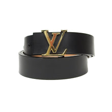 Load image into Gallery viewer, Louis Vuitton Black Leather Belt, Gold Buckle Size 95
