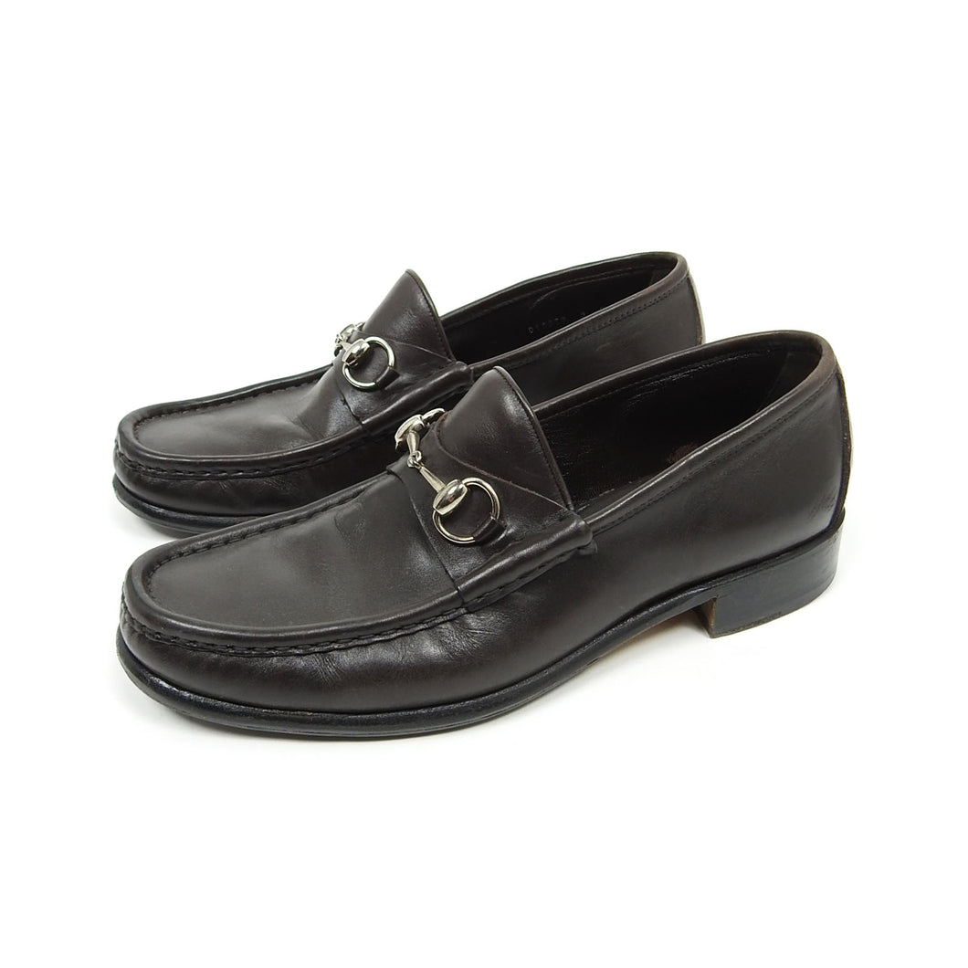 Gucci Brown Leather Horsebit Loafers Size 9