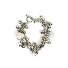 Load image into Gallery viewer, Acne Studios Silvertone Pearl Charm Bracelet
