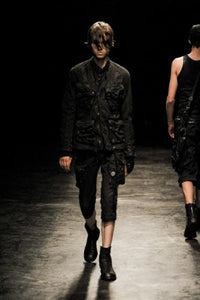 Julius Fall 2012 Cropped Black Cargo Pocket Trousers with Raw Edges - XS