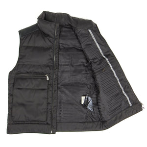Prada Black Nylon/Leather Down Fill Vest Size 46