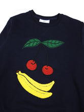Load image into Gallery viewer, AMI Navy Bananas &amp; Cherries Sweater Size Medium
