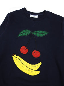 AMI Navy Bananas & Cherries Sweater Size Medium