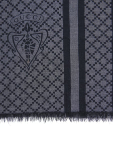 Gucci Grey Wool Patterned Scarf