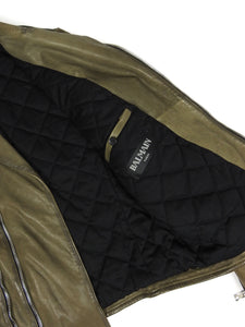 Balmain Leather Biker Jacket Size 52