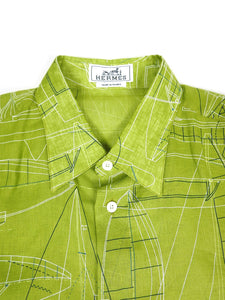 Hermes Graphic Linen Shirt Size 41 || 16
