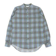 Load image into Gallery viewer, Dries Van Noten Blue Collarless Flannel Shirt Size 50
