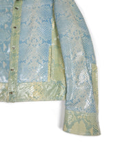 Load image into Gallery viewer, Just Cavalli Turquoise Python Jacket Size 50

