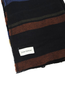 Oliver Spencer Navy/Brown Wool Scarf