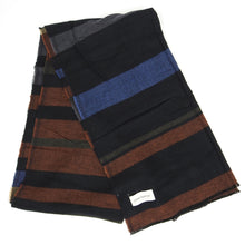 Load image into Gallery viewer, Oliver Spencer Navy/Brown Wool Scarf
