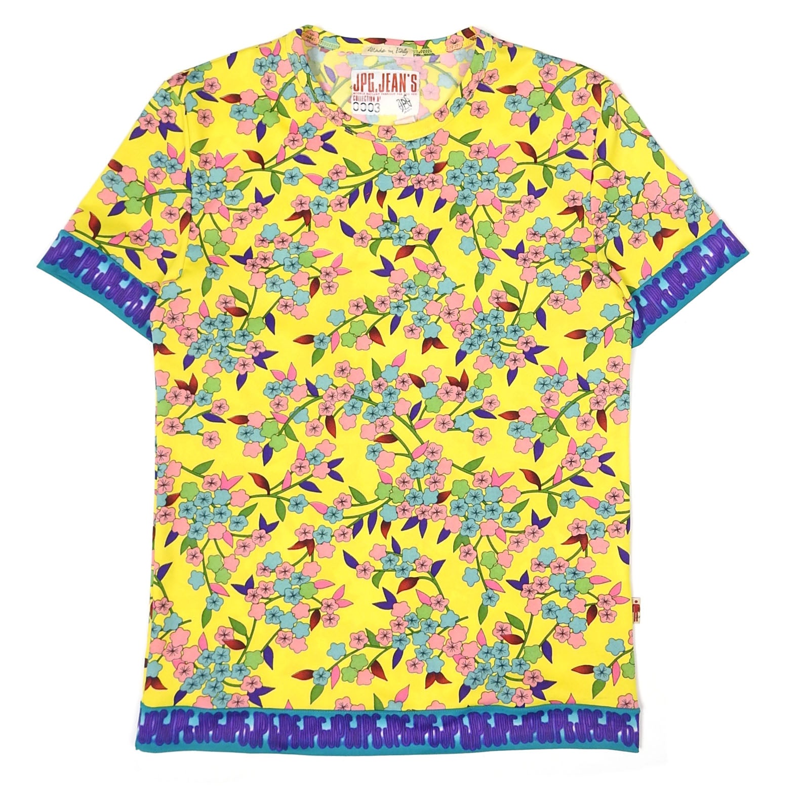 Jean Paul Gaultier Jeans Yellow Floral T-Shirt Size Medium – I
