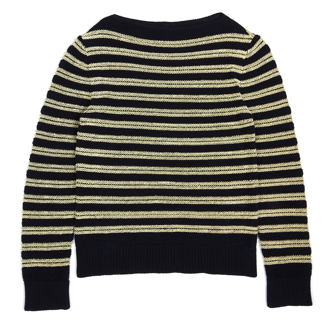 Valentino Navy/Cream Striped Boatneck Knit Size Medium