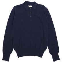 Load image into Gallery viewer, Oliver Spencer Navy Knit LS Polo Medium
