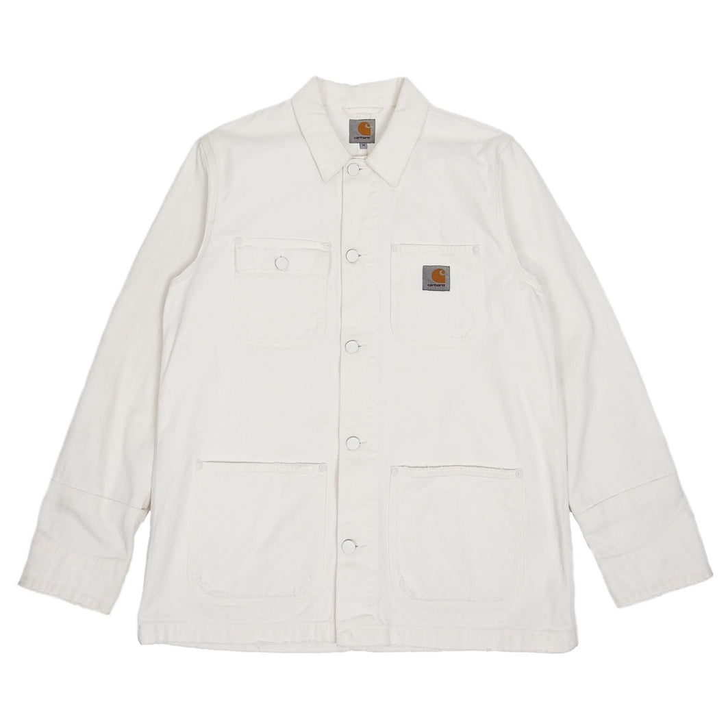 Carhartt WIP White Distressed Michigan Chore Jacket Medium