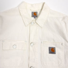 Load image into Gallery viewer, Carhartt WIP White Distressed Michigan Chore Jacket Medium
