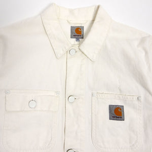 Carhartt WIP White Distressed Michigan Chore Jacket Medium