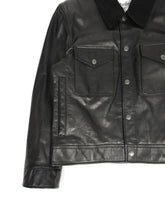 Load image into Gallery viewer, Acne Studios Black Leather Trucker Jacket Size 48
