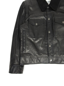 Acne Studios Black Leather Trucker Jacket Size 48