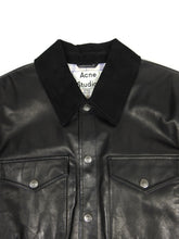 Load image into Gallery viewer, Acne Studios Black Leather Trucker Jacket Size 48
