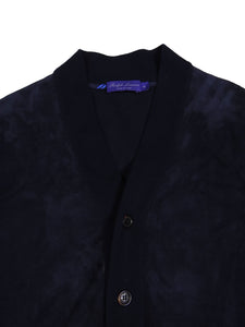 Ralph Lauren Purple Label Navy Suede Cardigan Size Medium