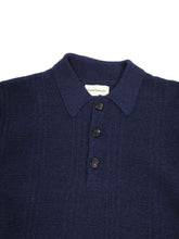 Load image into Gallery viewer, Oliver Spencer Navy Knit LS Polo Medium
