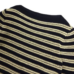 Valentino Navy/Cream Striped Boatneck Knit Size Medium