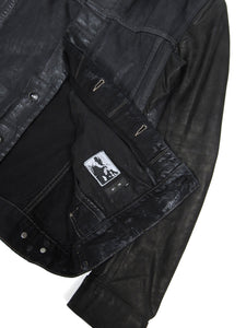 Rick Owens DRKSHDW Leather Sleeve Worker Jacket Size Medium