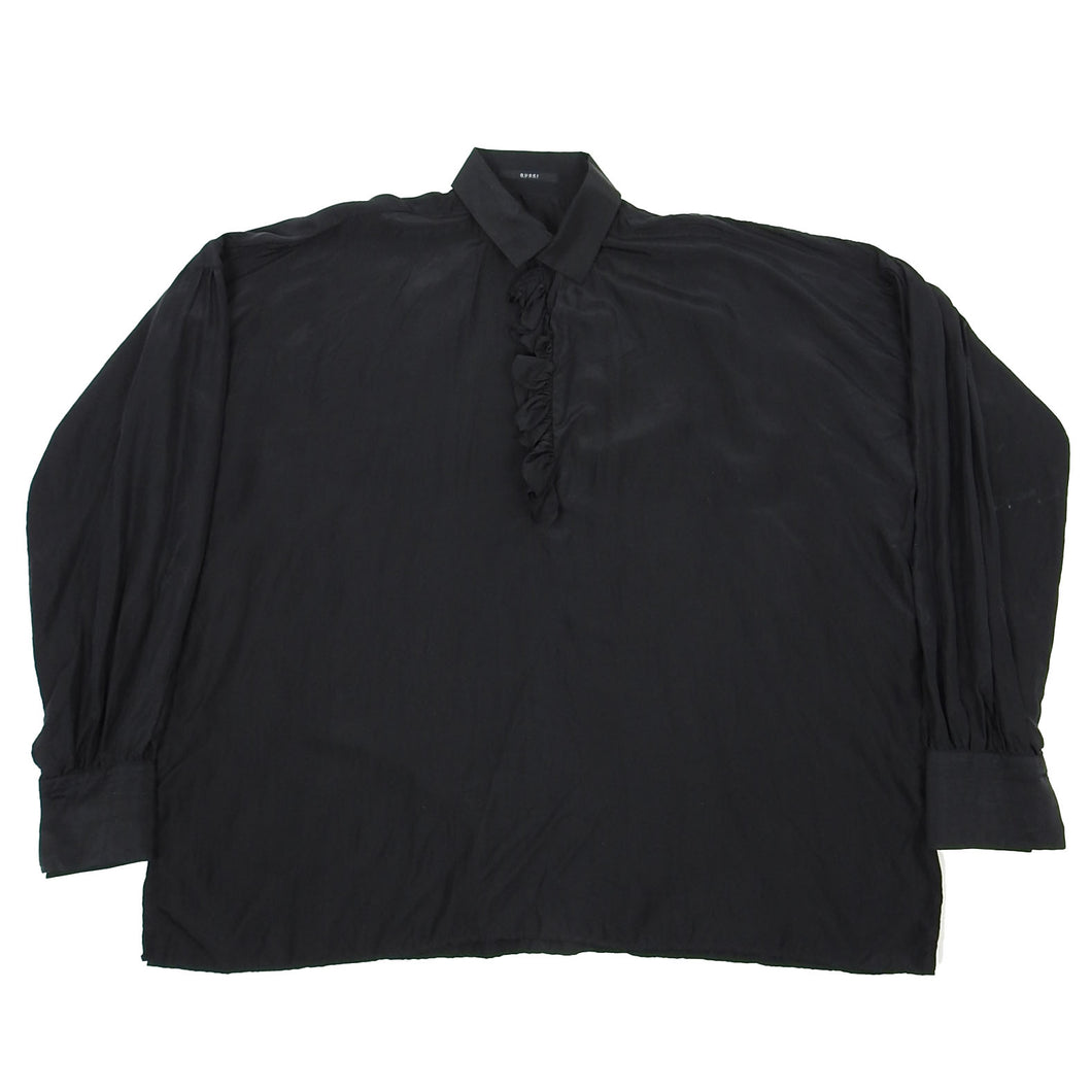 Gucci Black Silk Ruffle Shirt Size 40