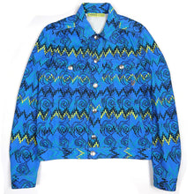 Load image into Gallery viewer, Versace Jeans Blue Patterned Trucker Jacket Size 48
