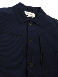 Oliver Spencer Navy Striped Chore Jacket Size 40