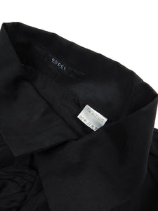 Gucci Black Silk Ruffle Shirt Size 40