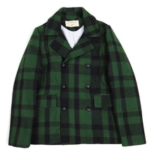 Load image into Gallery viewer, Maison Kitsune Green Wool Check Peacoat Size Medium
