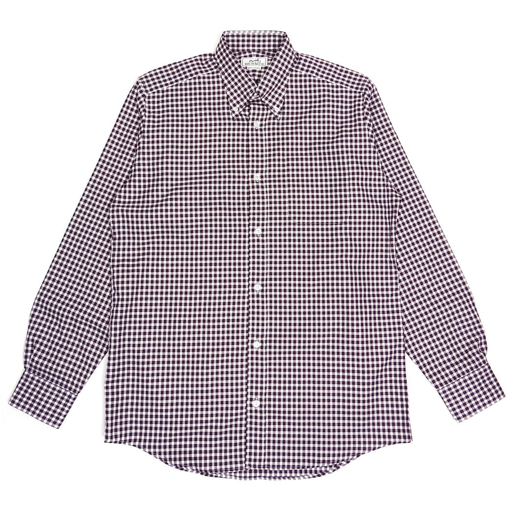 Hermes Purple/White Check Shirt Size 15 3/4 || 40