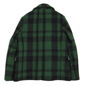 Maison Kitsune Green Wool Check Peacoat Size Medium