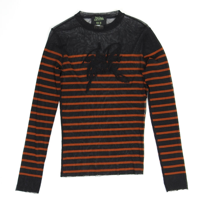 Jean Paul Gaultier 90s Mesh Logo Chest Long Sleeve Large